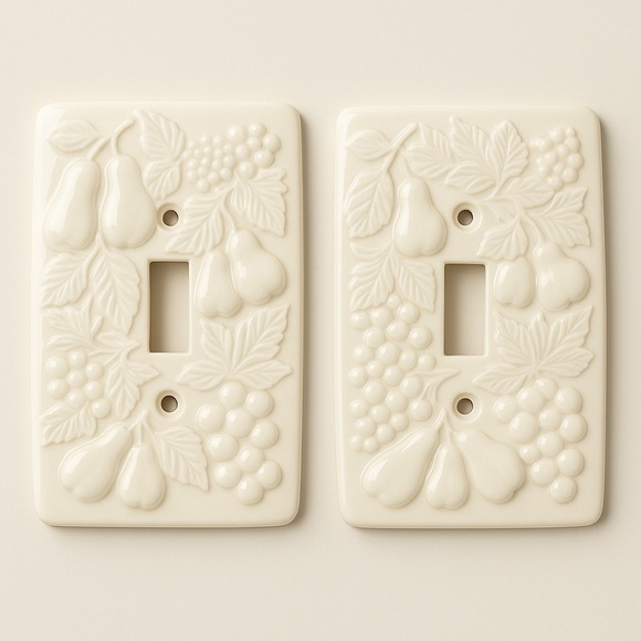 Amerelle Ceramic Light Switch Plates Tuscan Vineyard Design Set of 2 - Picture 3 of 4